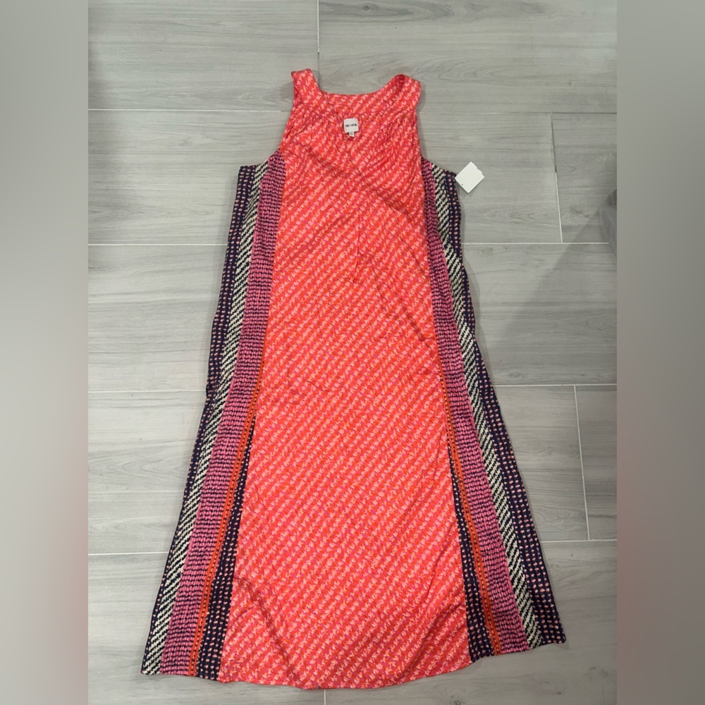 NIC+ZOE Coral and Navy Sleeveless V‑Neck Midi Dress - Picture 3 of 11